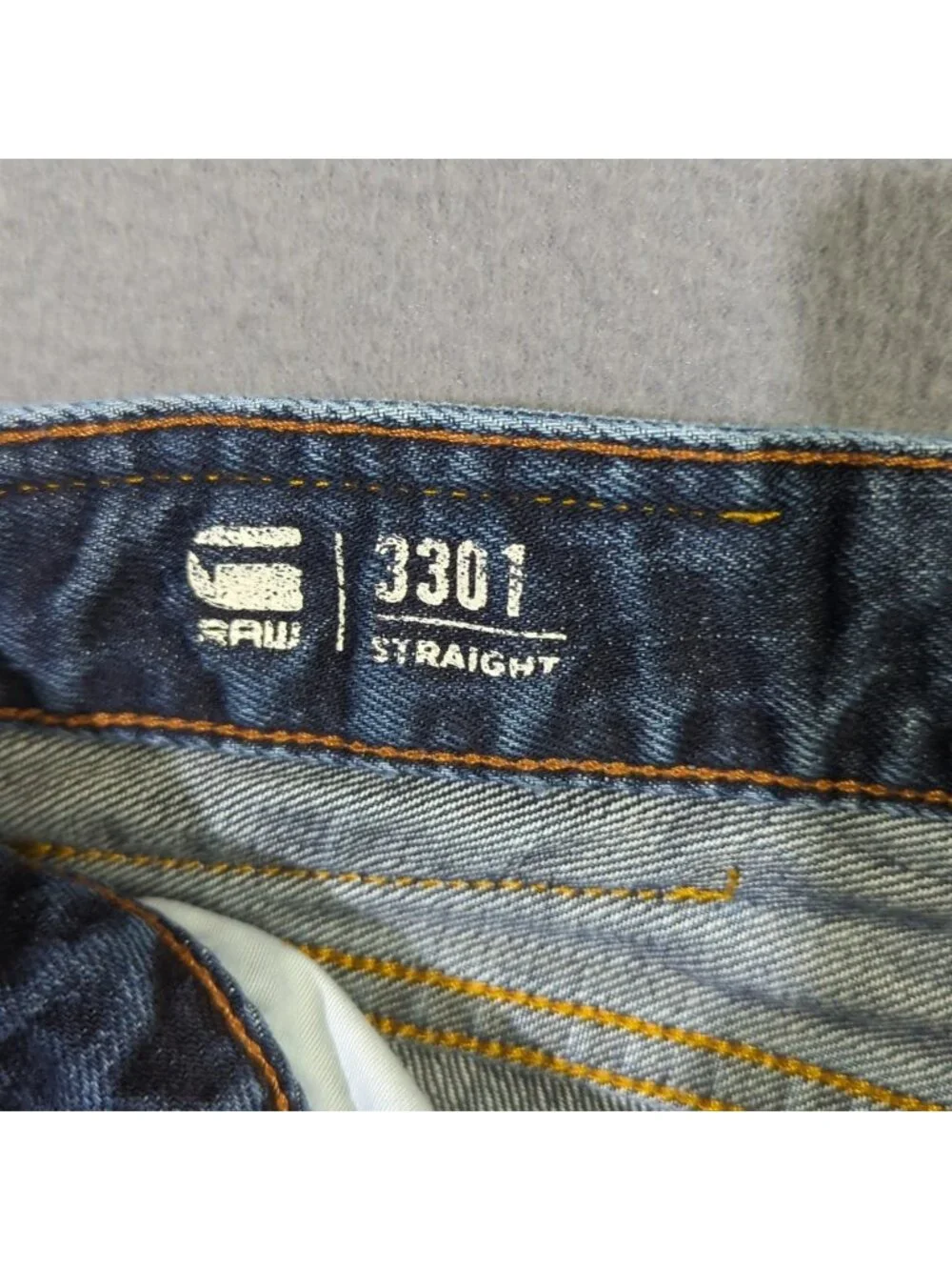 G Star Raw Jeans Men's 33x34 Fits 33x32 Blue 3301 Slim Straight Button Fly Denim